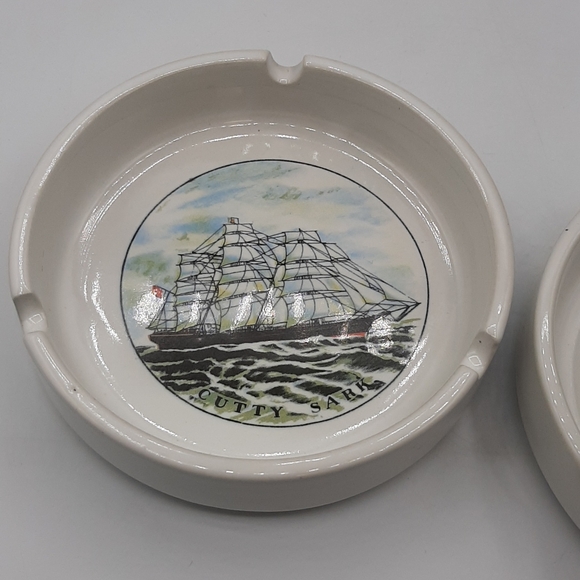 Two Vintage Northcraft Ceramic Hand Crafted Ashtray Cutty Sark James Baine Ships - Picture 2 of 7